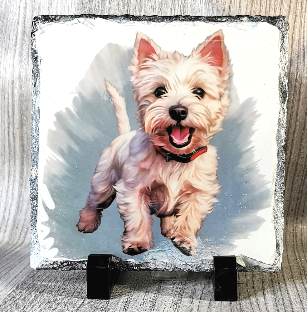 Westie Slate Standing Plaque 14cm x 14cm