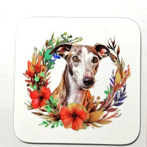 Greyhound with Floral Wreath