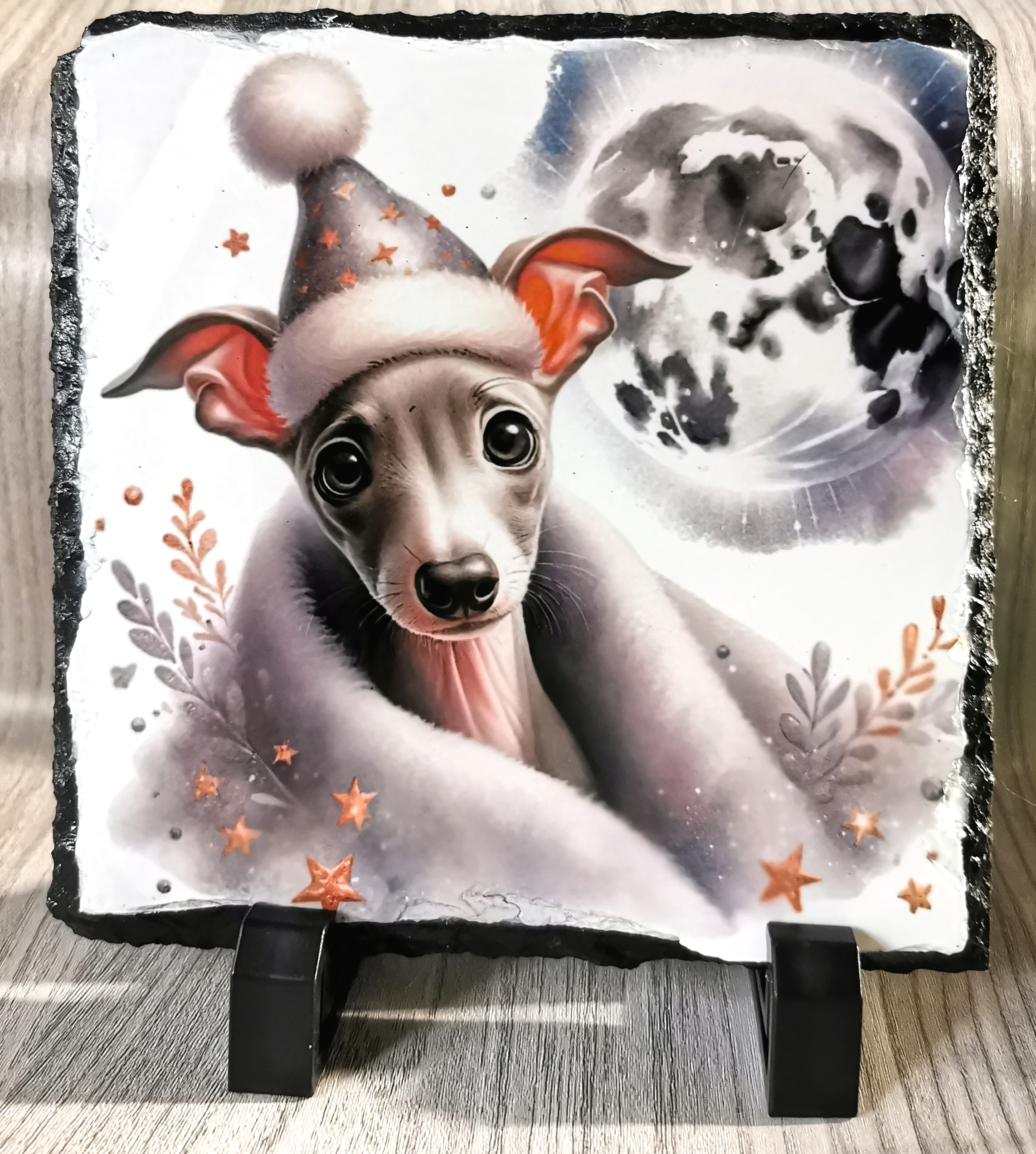 Whippet Puppy Slate Standing Plaque