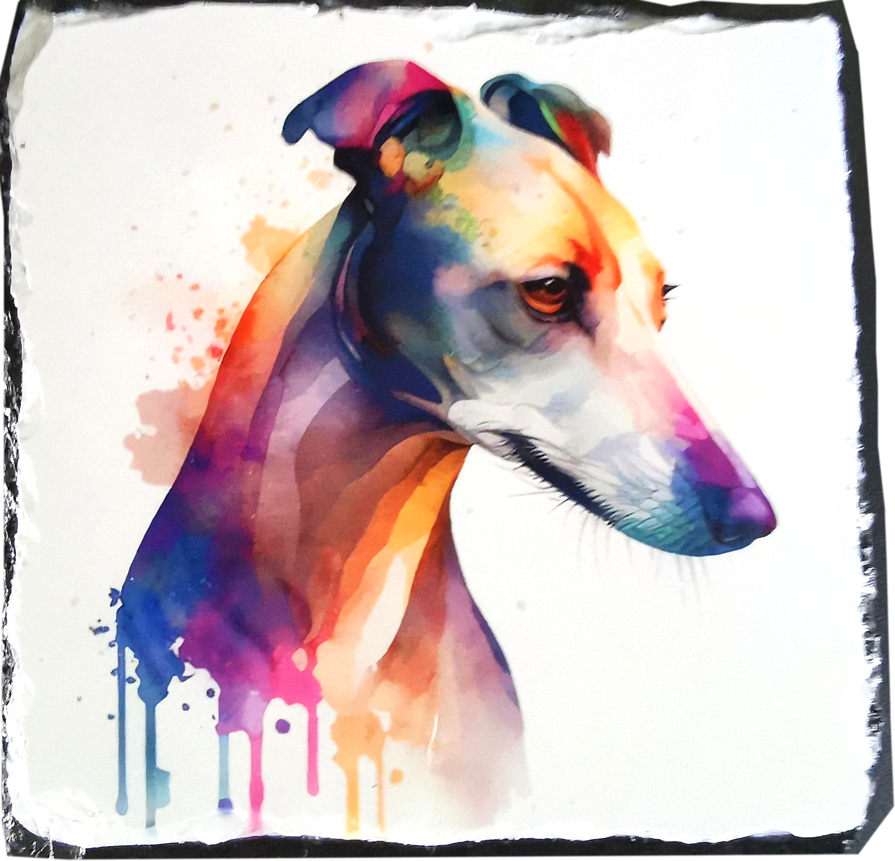 Greyhound Slate Standing Plaque 14cm x 14cm