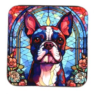 Boston Terrier Stained Glass Effect Coaster