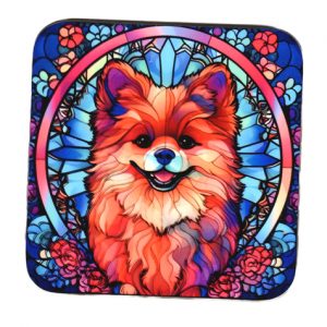 Pomeranian Stained Glass Effect Coaster