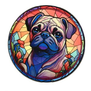 Pug Dark Stained Glass Effect Coaster