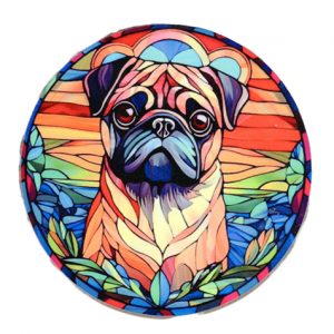 Pug Fawn Stained Glass Effect Coaster