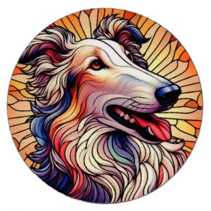 Borzoi Stained Glass Effect Coaster