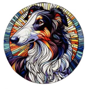 Borzoi Stained Glass Effect Coaster
