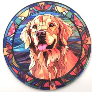 Golden Retriever Stained Glass Effect Coaster