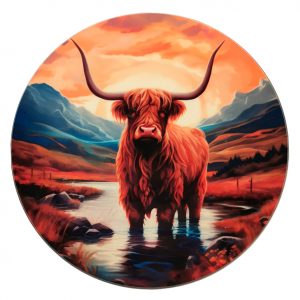 Highland Cow Sunset Coaster