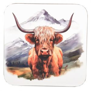 Highland Cow Scene with Mountain Coaster