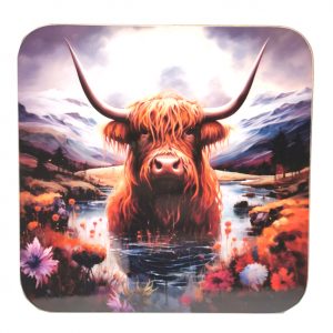 Taking A Dip Highland Cow Coaster