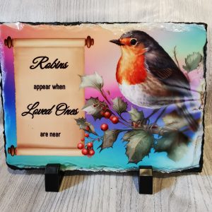 Robin Memorial Slate Standing Plaque 19cm x 14cm