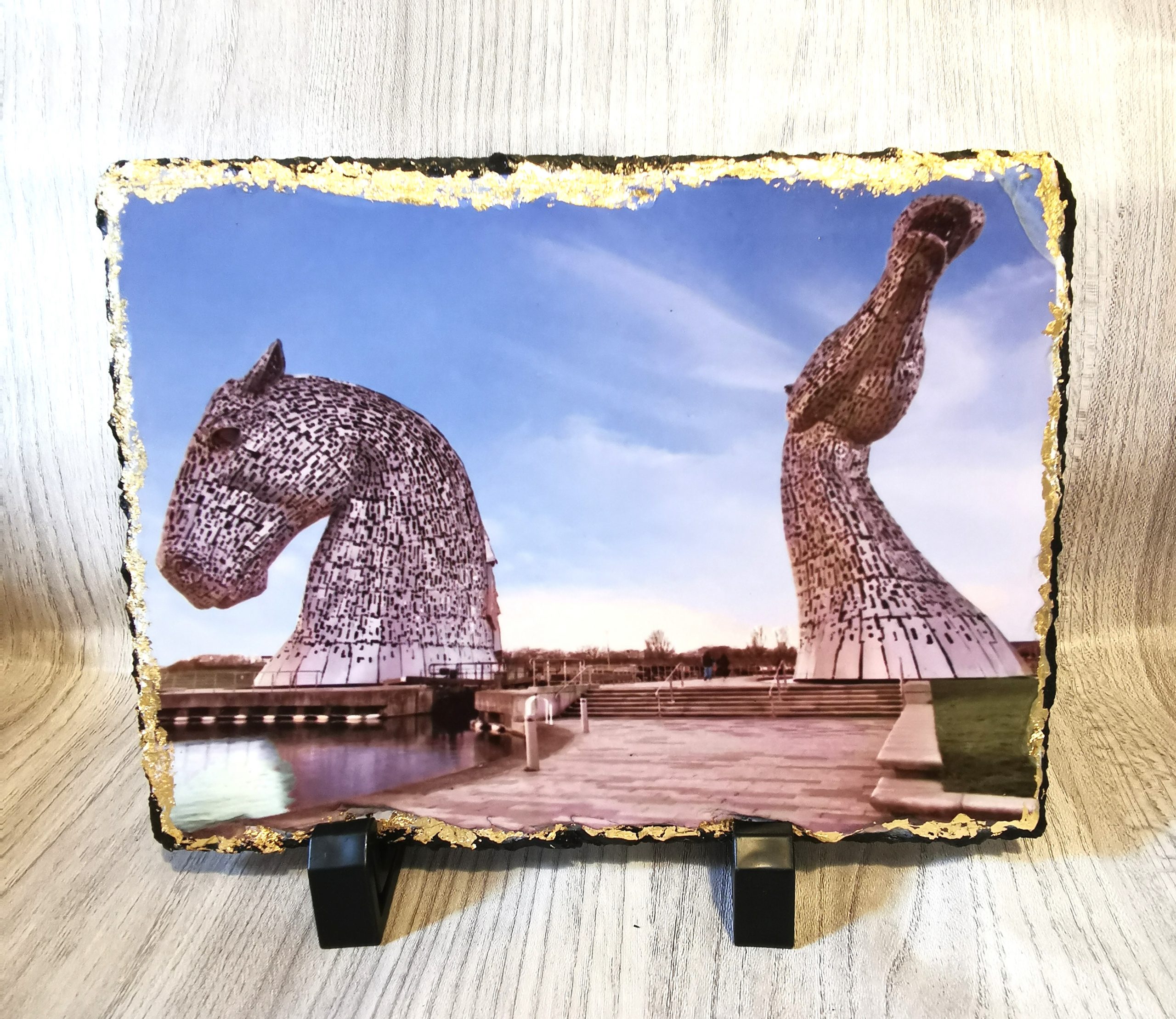 Kelpies Daytime Slate Standing Plaque 19cm x 14cm