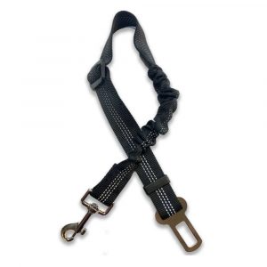 Seat Belt Clip with Trigger Hook Elasticated Black