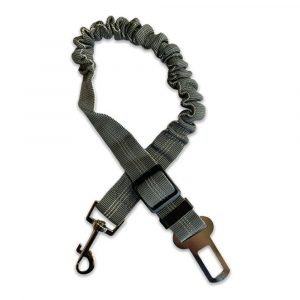 Seat Belt Clip with Trigger Hook Elasticated Grey