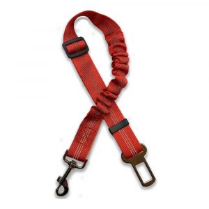 Seat Belt Clip with Trigger Hook Elasticated Red