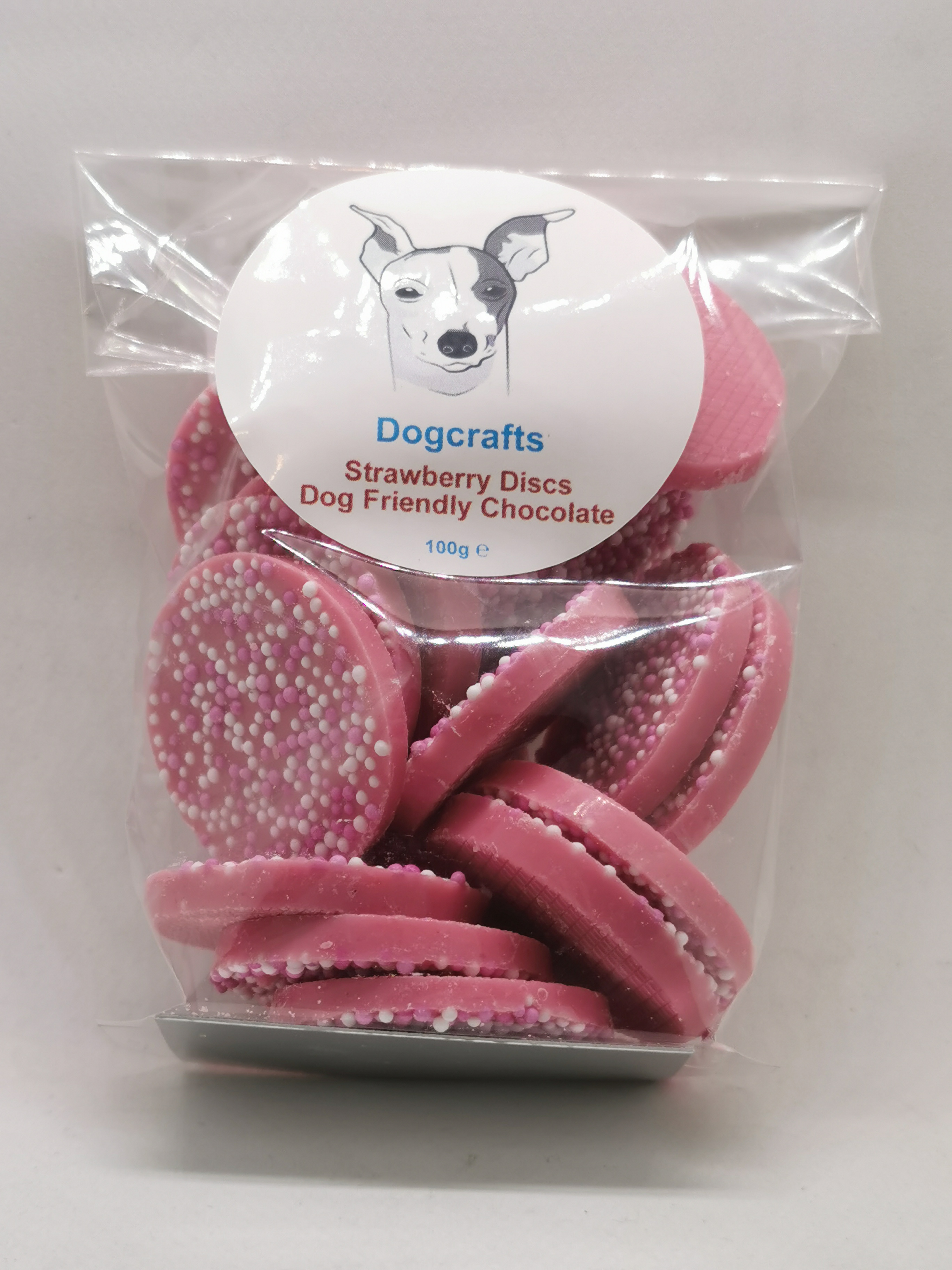 Strawberry Doggy Chocolate Discs 100g Dog Treat