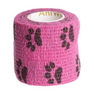 AniWrap Cohesive Bandage in Pink with Paw Prints 5cm